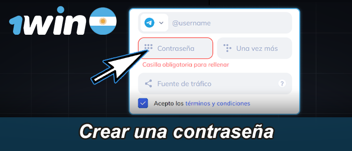 Crear una contraseña en 1win Argentina